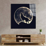 Wolf Under the Moon Glass Wall Art - CreoGlass E-Shop