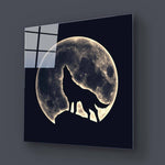 Wolf Under the Moon Glass Wall Art - CreoGlass E-Shop