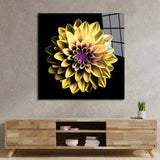Yellow and Purple Dahlia Glass Wall Art - CreoGlass E-Shop