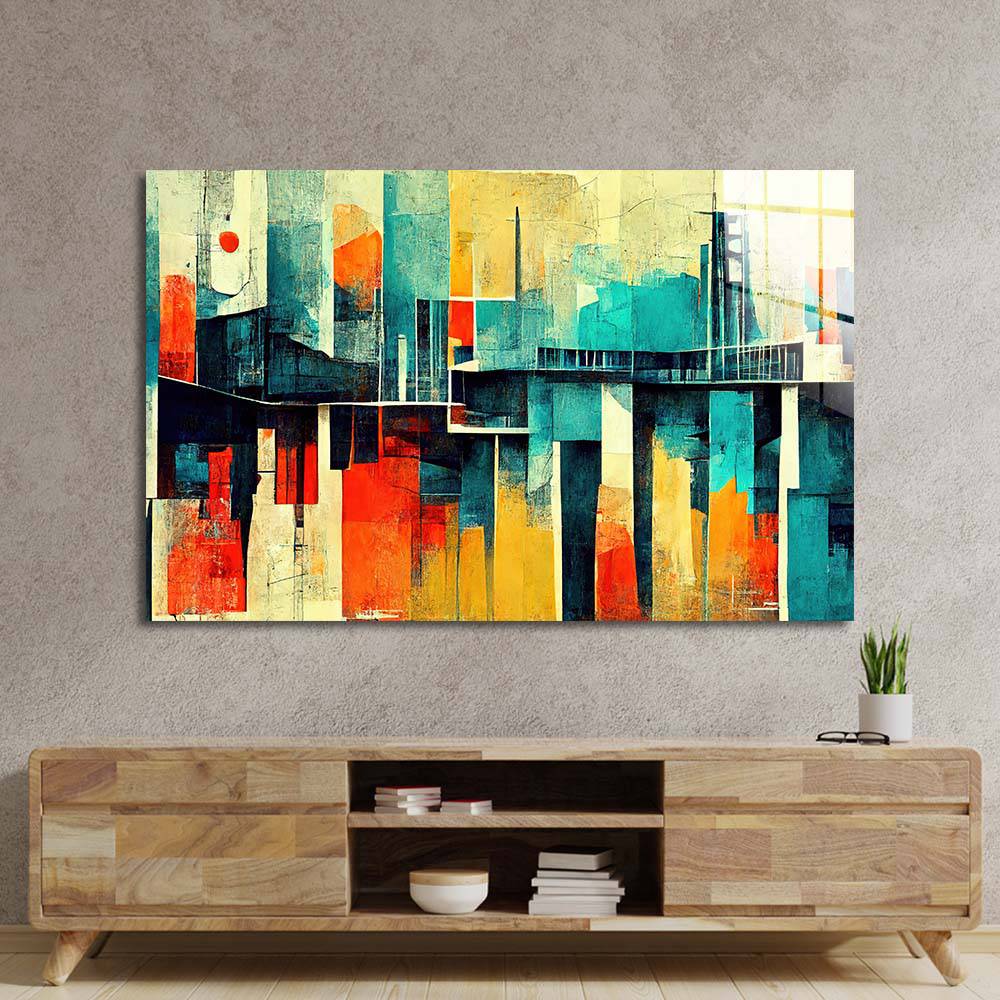 60s Distressed Space Age Glass Wall Art - CreoGlass E-Shop