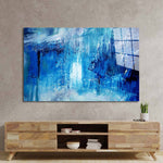 Abstract Art Blue Oil Painting Glass Wall Art - CreoGlass E-Shop