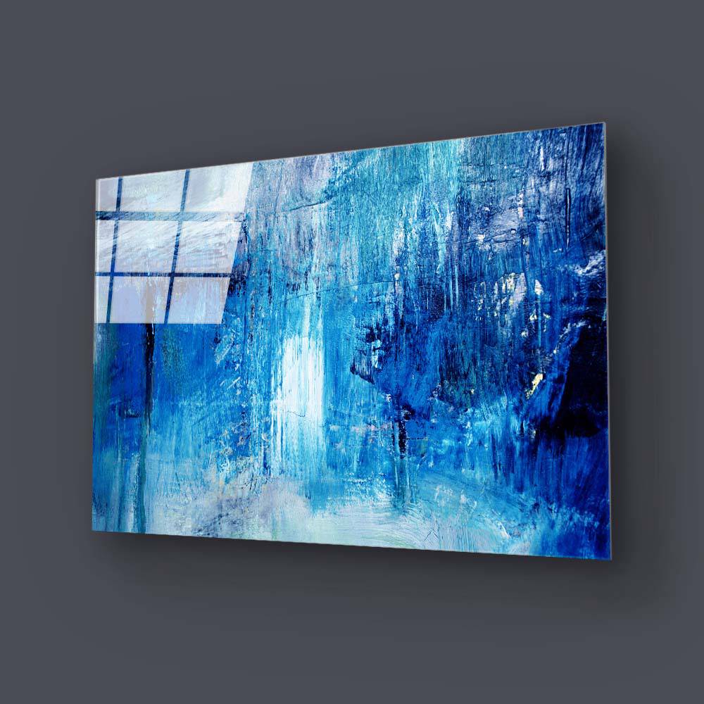 Abstract Art Blue Oil Painting Glass Wall Art - CreoGlass E-Shop