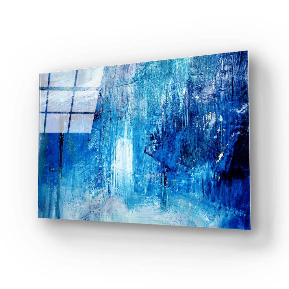 Abstract Art Blue Oil Painting Glass Wall Art - CreoGlass E-Shop
