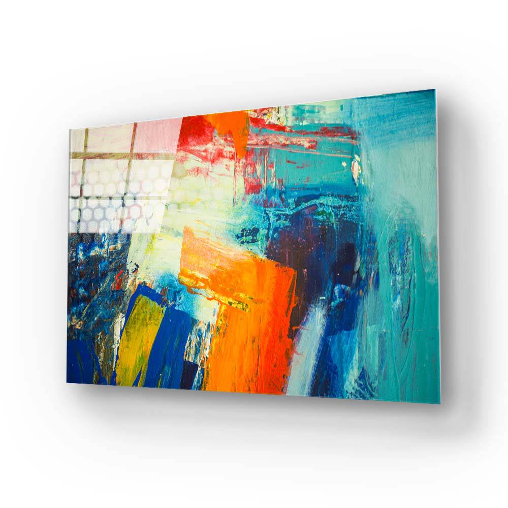 Abstract Art Colourful Oil Painting Glass Wall Art - CreoGlass E-Shop