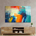 Abstract Art Colourful Oil Painting Glass Wall Art - CreoGlass E-Shop