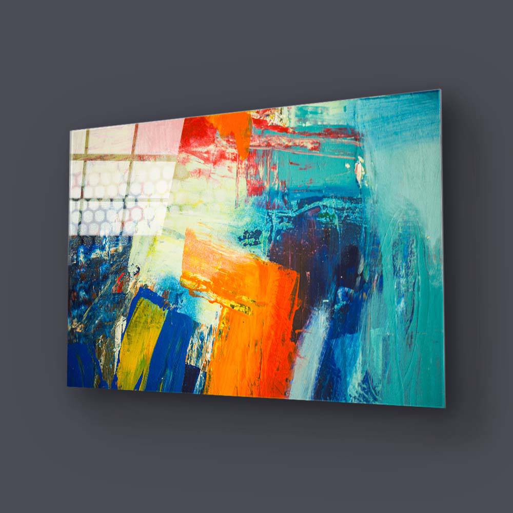 Abstract Art Colourful Oil Painting Glass Wall Art - CreoGlass E-Shop
