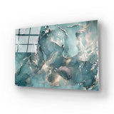 Abstract Blue Alcohol Ink Glass Wall Art - CreoGlass E-Shop