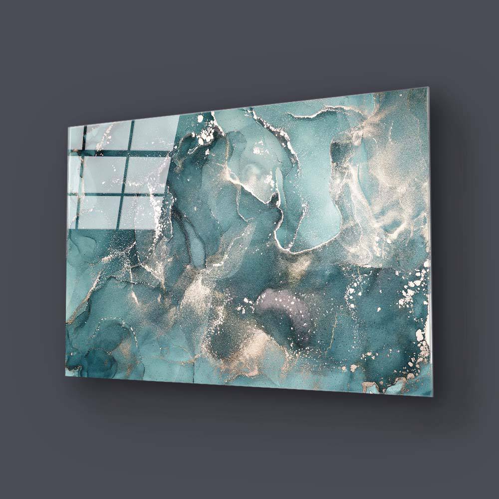 Abstract Blue Alcohol Ink Glass Wall Art - CreoGlass E-Shop