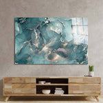 Abstract Blue Alcohol Ink Glass Wall Art - CreoGlass E-Shop