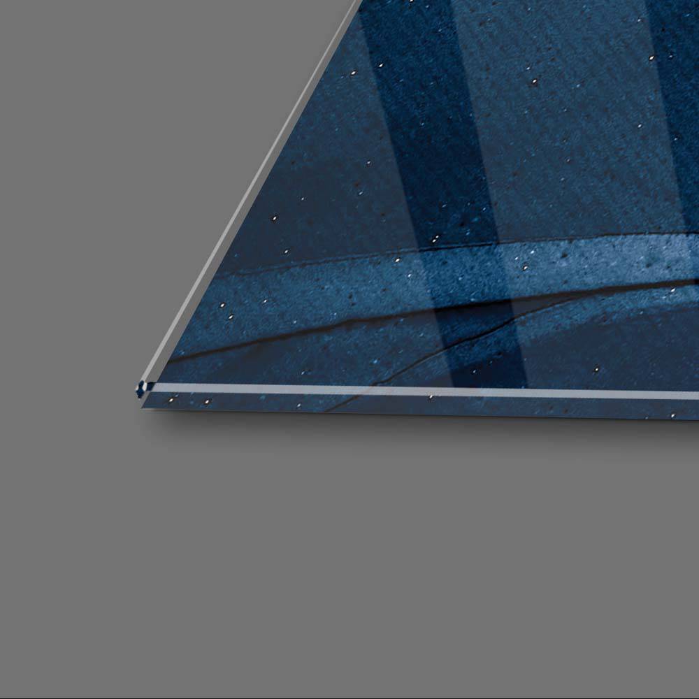 Abstract Blue and Grey Marble Glass Wall Art - CreoGlass E-Shop
