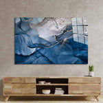 Abstract Blue and Grey Marble Glass Wall Art - CreoGlass E-Shop