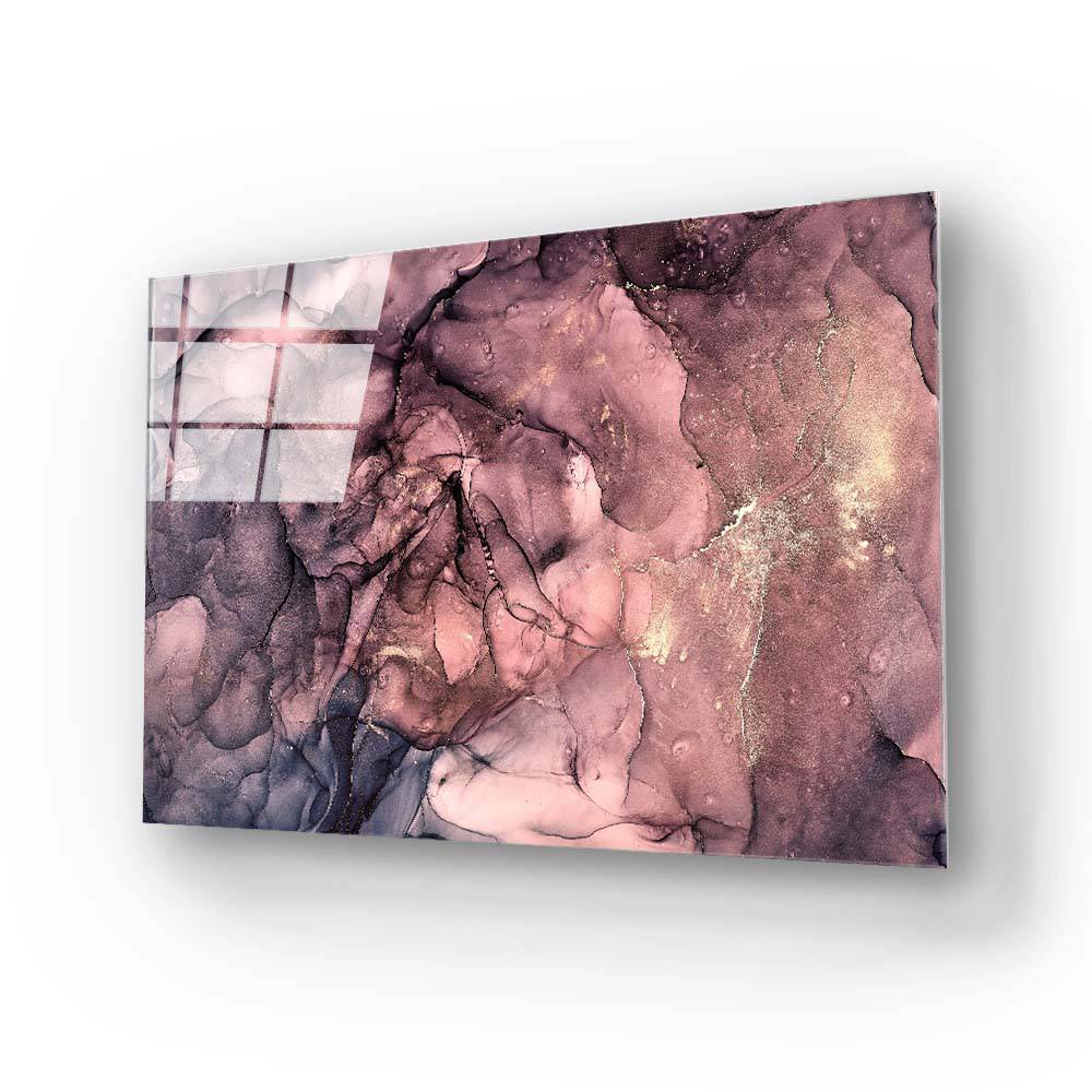 Abstract Blue and Pink Alcohol Ink Marble Glass Wall Art - CreoGlass E-Shop