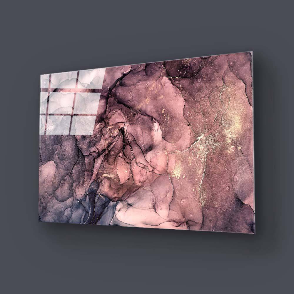 Abstract Blue and Pink Alcohol Ink Marble Glass Wall Art - CreoGlass E-Shop