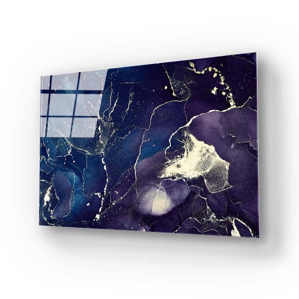 Abstract Blue and Purple Alcohol Ink Marble Glass Wall Art - CreoGlass E-Shop