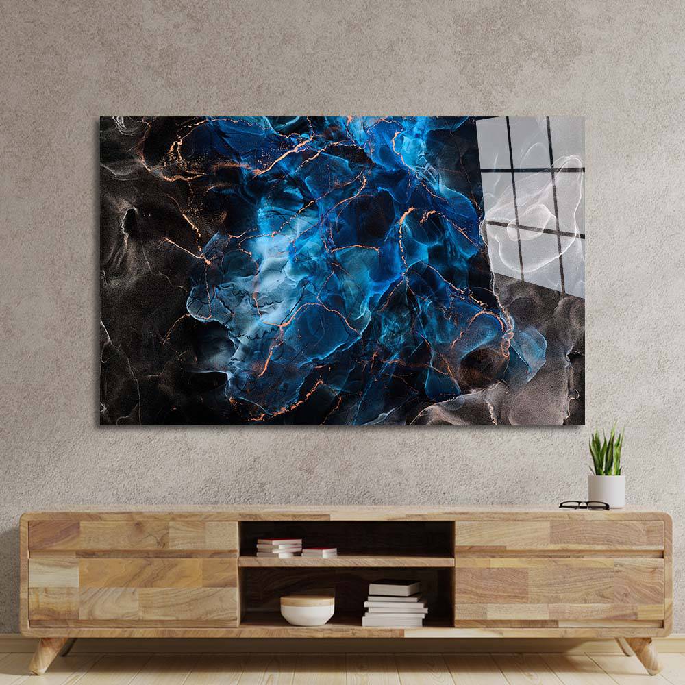 Abstract Blue Marble Glass Wall Art - CreoGlass E-Shop