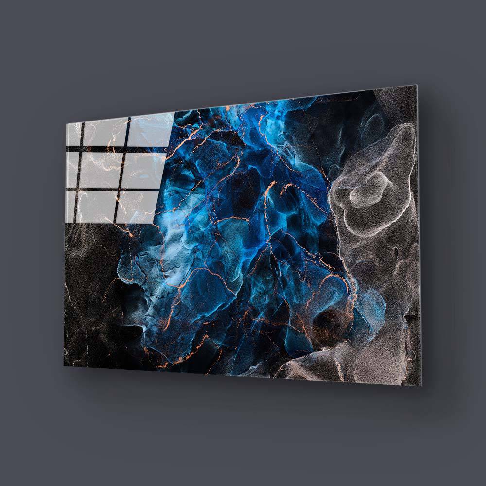 Abstract Blue Marble Glass Wall Art - CreoGlass E-Shop