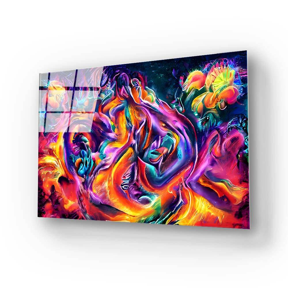 Abstract Colorful Canvas Texture Glass Wall Art - CreoGlass E-Shop