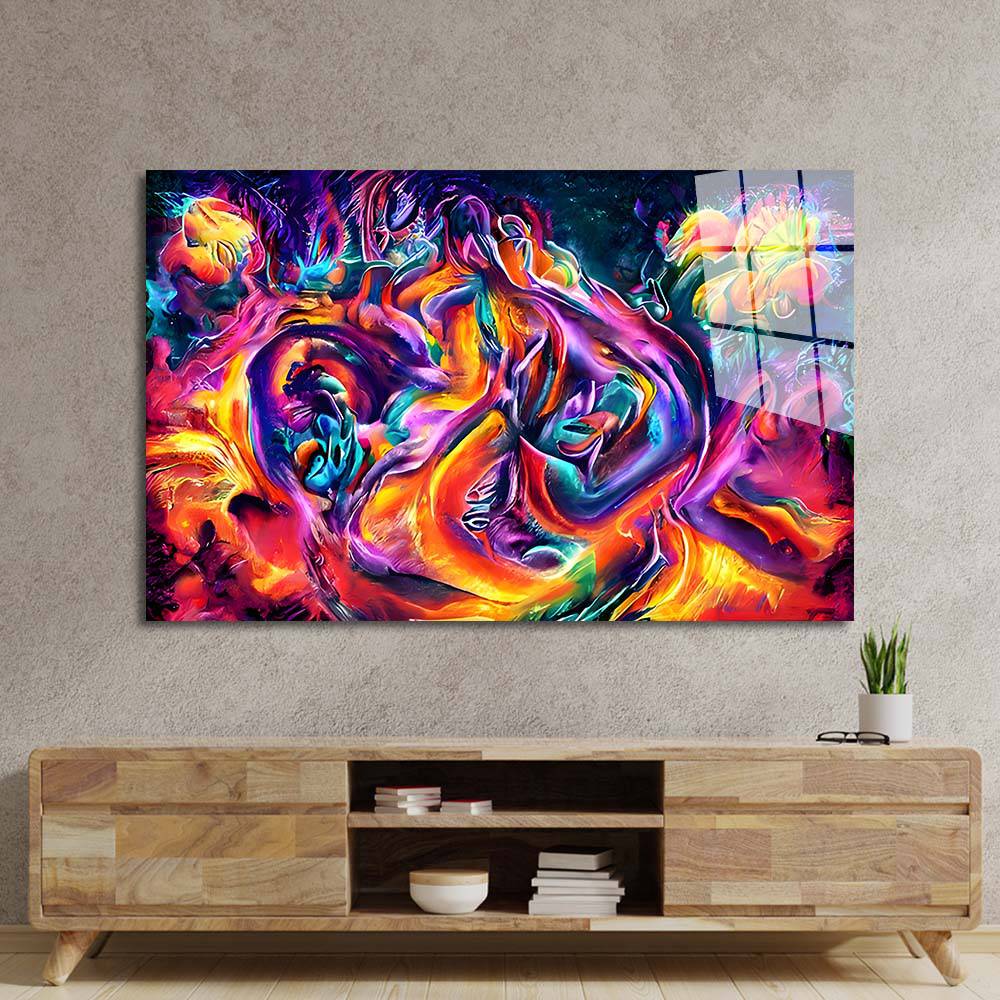 Abstract Colorful Canvas Texture Glass Wall Art - CreoGlass E-Shop