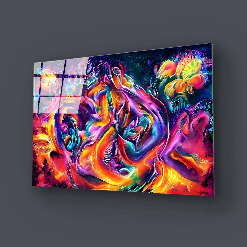 Abstract Colorful Canvas Texture Glass Wall Art - CreoGlass E-Shop