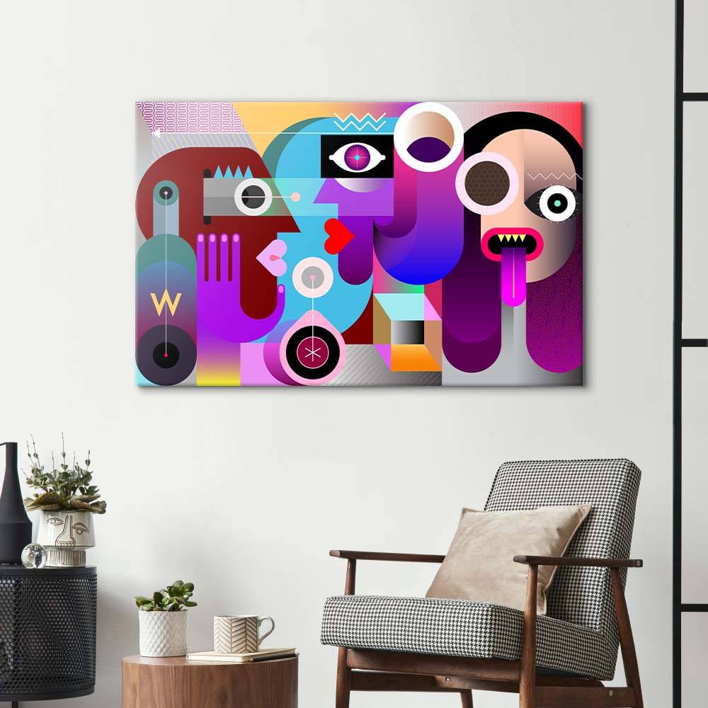 Abstract Drunk Women Glass Wall Art - CreoGlass E-Shop