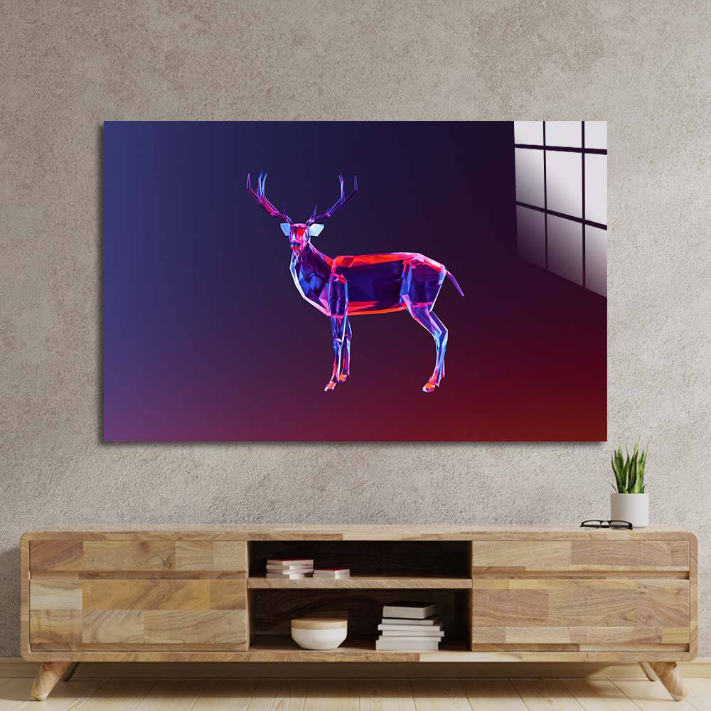 Abstract Geometric Deer Glass Wall Art - CreoGlass E-Shop