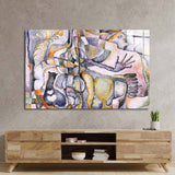 Abstract Man, Woman and their Cat Glass Wall Art - CreoGlass E-Shop