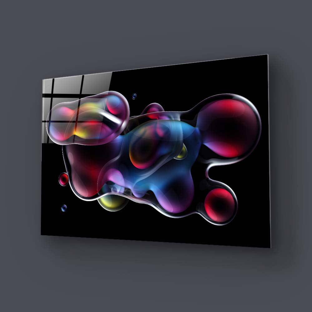 Abstract Metallic Bubbles 2 Glass Wall Art - CreoGlass E-Shop