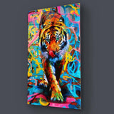 Abstract Multi-Coloured Tiger Glass Wall Art - CreoGlass E-Shop
