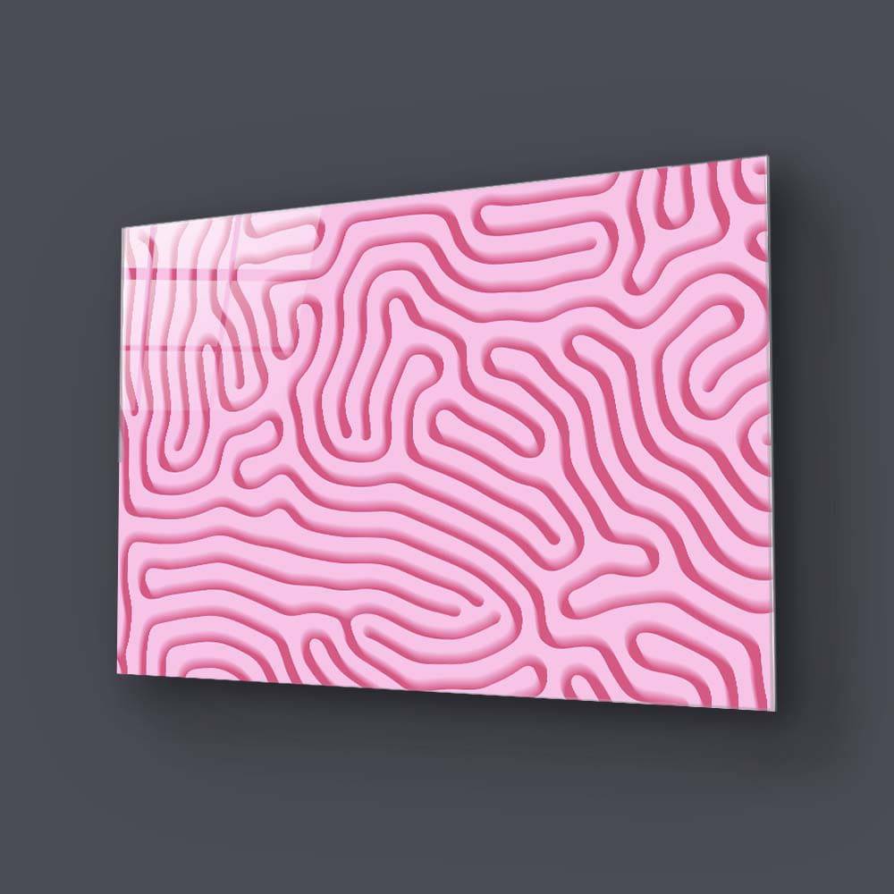 Abstract Pink Maze Glass Wall Art - CreoGlass E-Shop