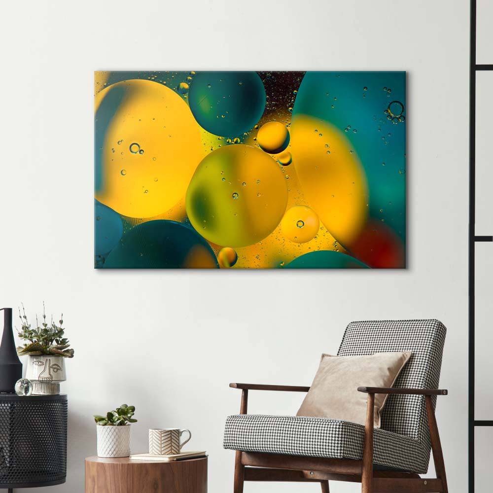 Abstract Water and Oil Bubbles Glass Wall Art - CreoGlass E-Shop