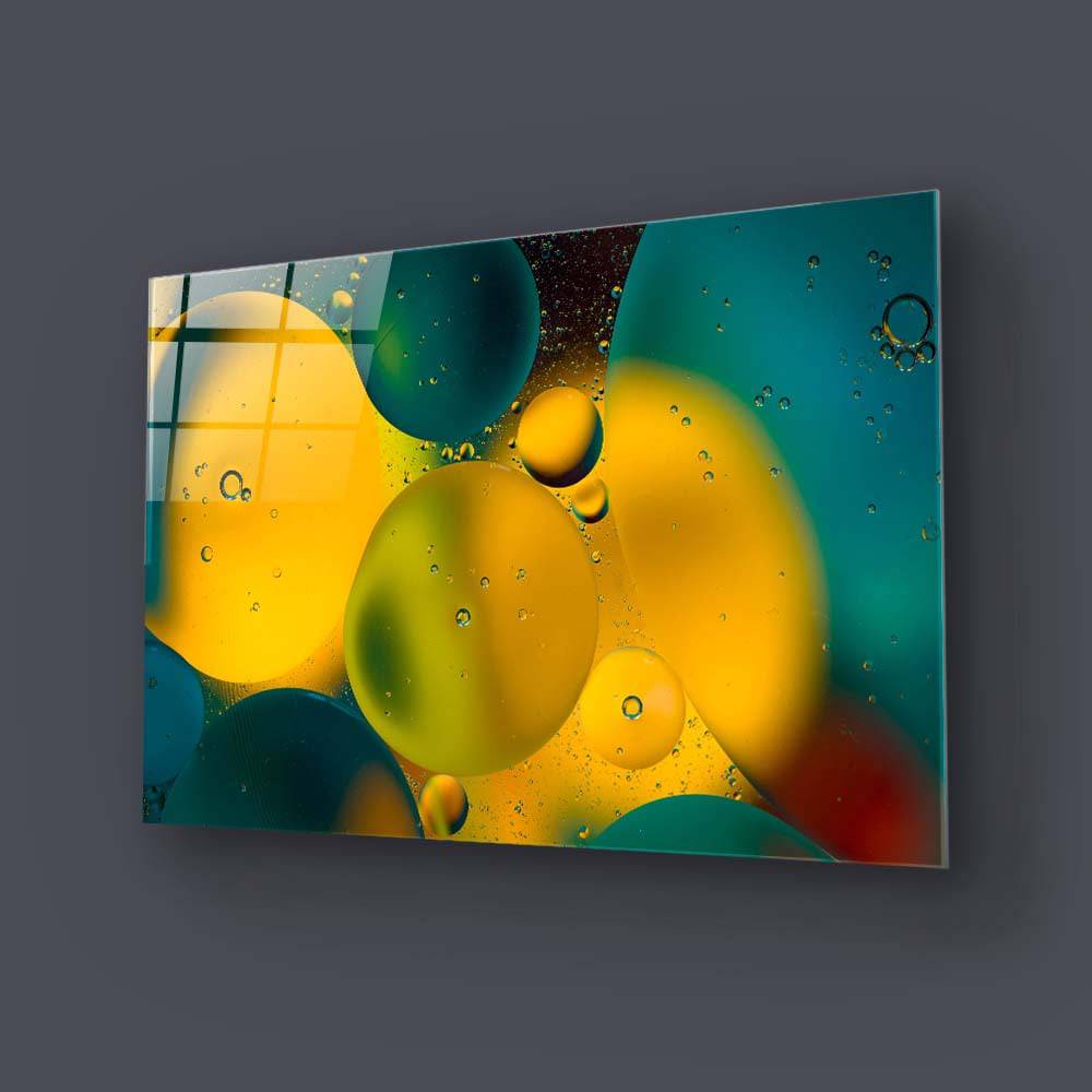 Abstract Water and Oil Bubbles Glass Wall Art - CreoGlass E-Shop