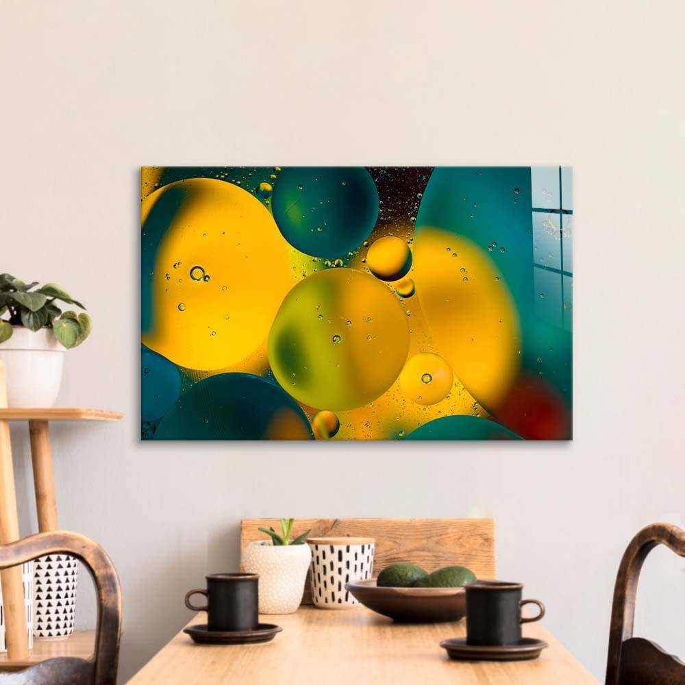 Abstract Water and Oil Bubbles Glass Wall Art - CreoGlass E-Shop