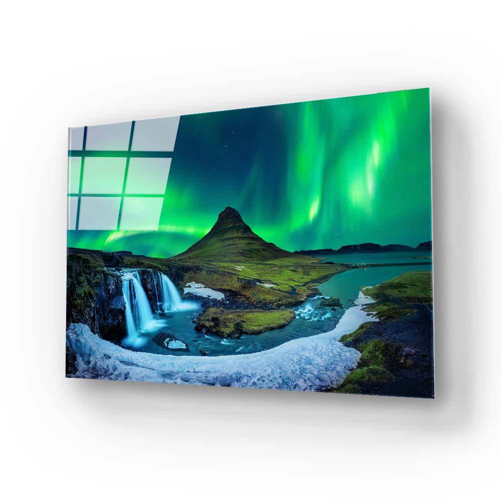 Aurora Borealis Northern Lights Landscape Glass Wall Art - CreoGlass E-Shop