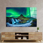 Aurora Borealis Northern Lights Landscape Glass Wall Art - CreoGlass E-Shop