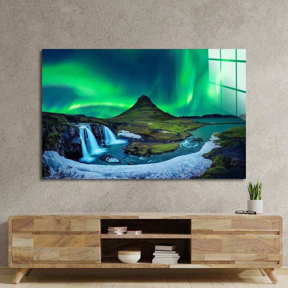 Aurora Borealis Northern Lights Landscape Glass Wall Art - CreoGlass E-Shop