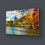 Autumn Swan Lake Glass Wall Art - CreoGlass E-Shop