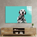 Beautiful Dalmatian Dog On Coloured Background Glass Wall Art - CreoGlass E-Shop