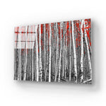 Birch Trees with Red Flowers Glass Wall Art - CreoGlass E-Shop