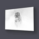 Black and White Tiger Wild Winter Glass Wall Art - CreoGlass E-Shop