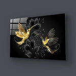 Black Gold Jewellery Humming Birds Glass Wall Art - CreoGlass E-Shop