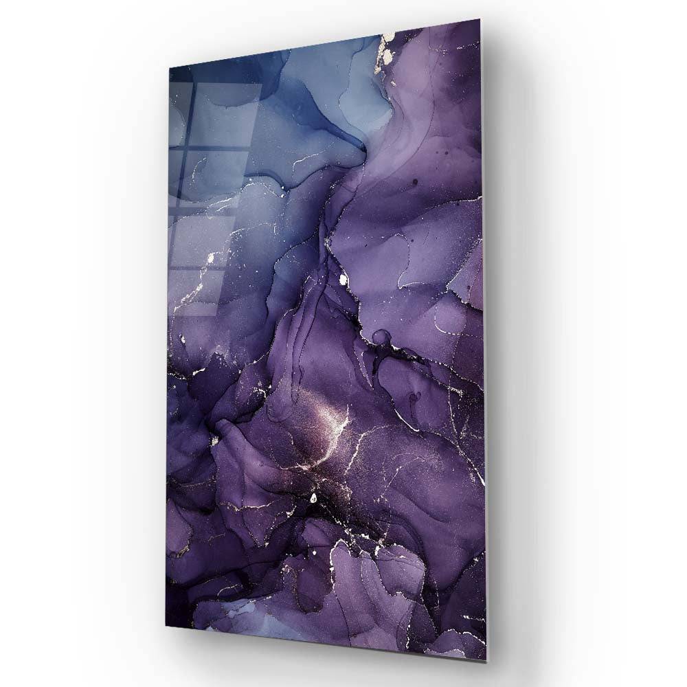 Blue and Purple Alcohol Ink Abstract Glass Wall Art - CreoGlass E-Shop