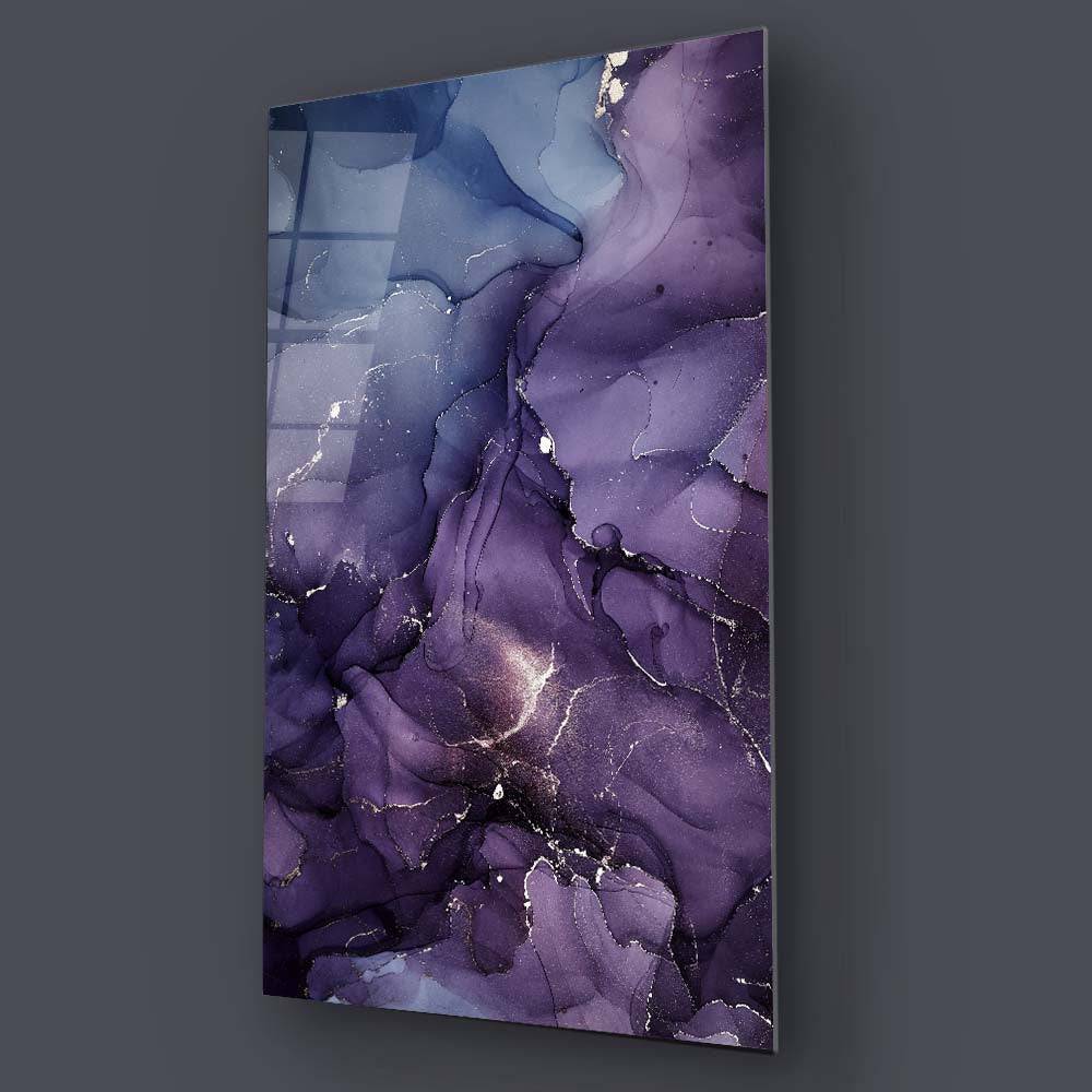 Blue and Purple Alcohol Ink Abstract Glass Wall Art - CreoGlass E-Shop