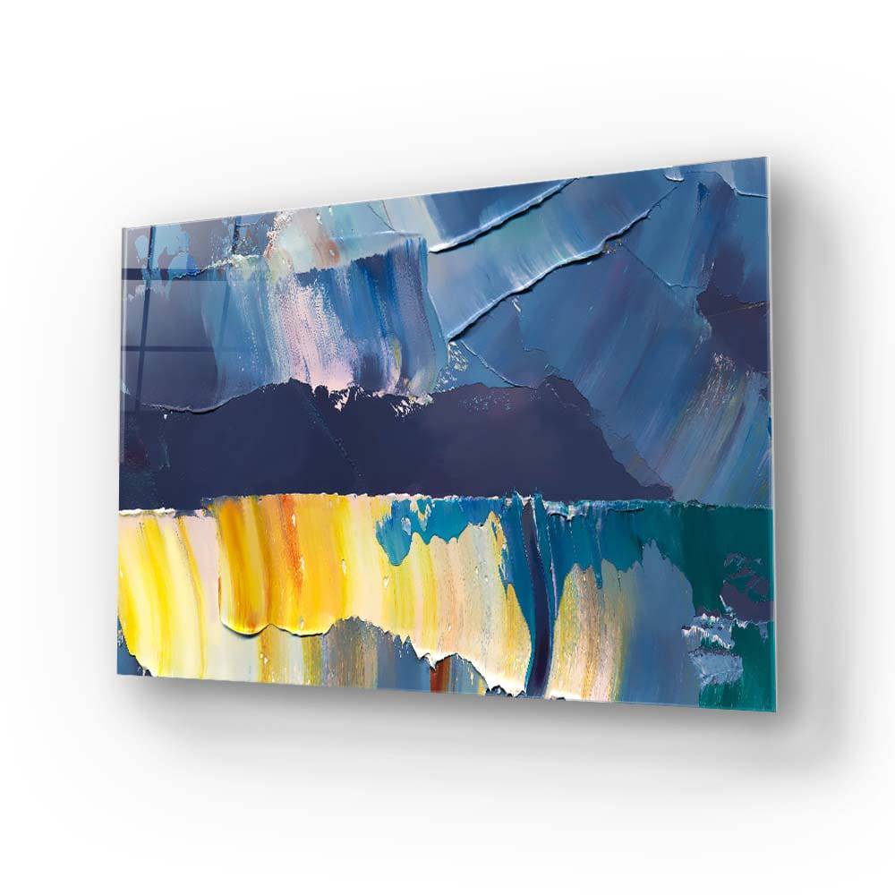 Blue and Yellow Modern Abstract Glass Wall Art - CreoGlass E-Shop
