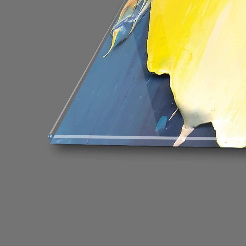 Blue and Yellow Modern Abstract Glass Wall Art - CreoGlass E-Shop