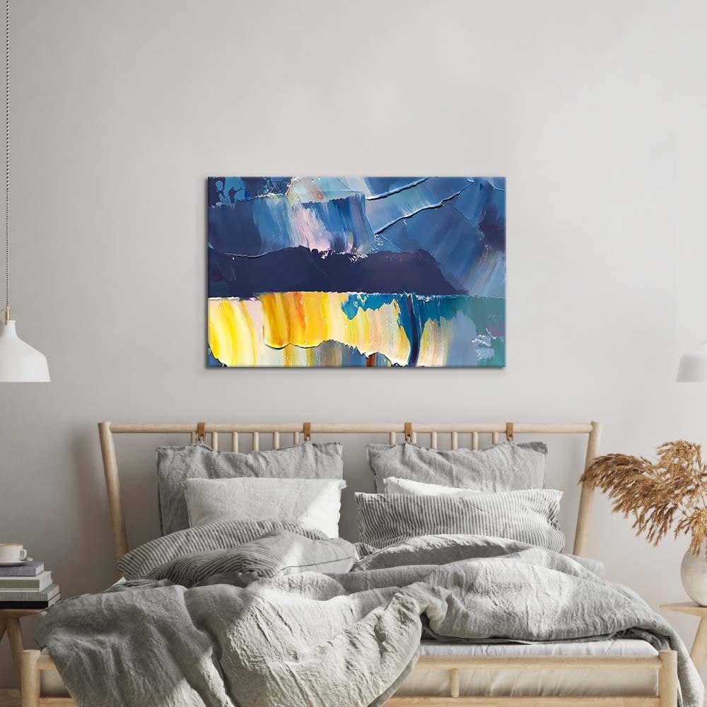 Blue and Yellow Modern Abstract Glass Wall Art - CreoGlass E-Shop