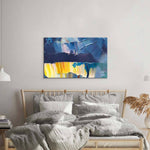 Blue and Yellow Modern Abstract Glass Wall Art - CreoGlass E-Shop