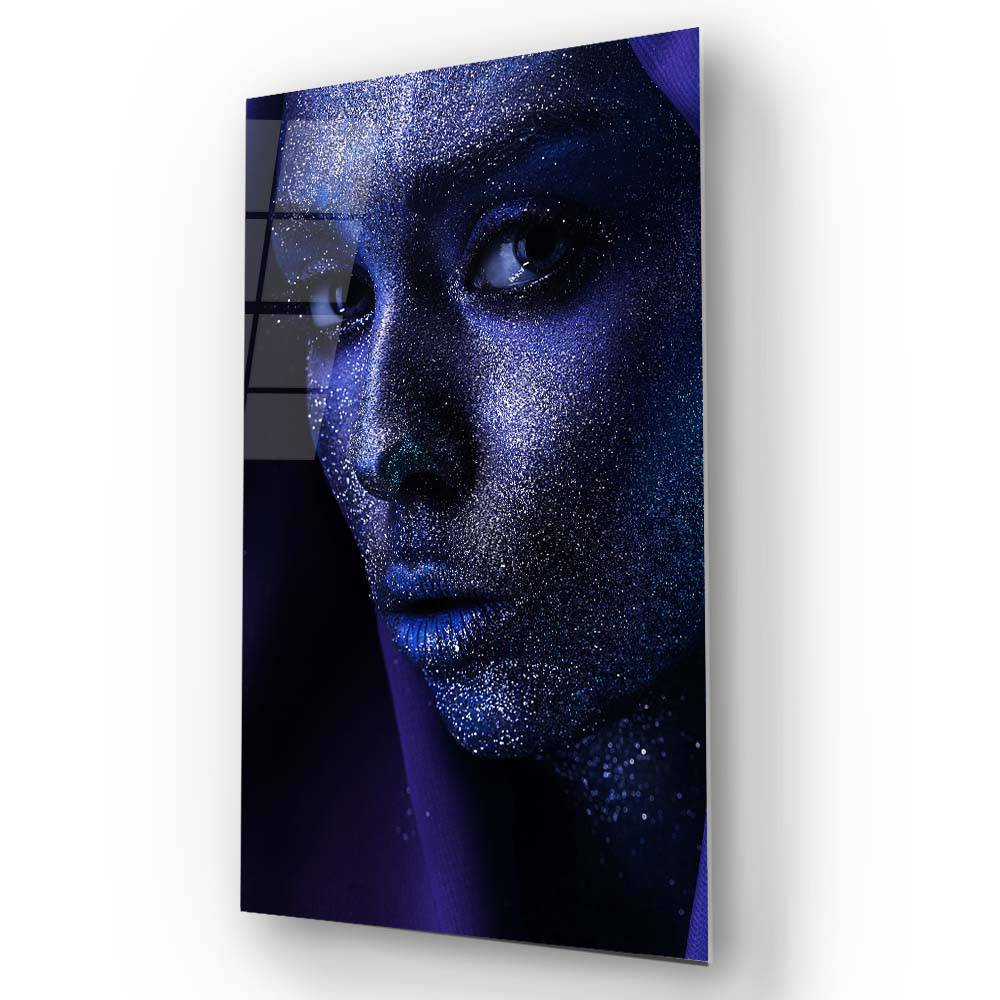 Blue Glitter Makeup Glass Wall Art - CreoGlass E-Shop