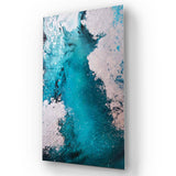 Blue White Abstract Painting 2 Glass Wall Art - CreoGlass E-Shop