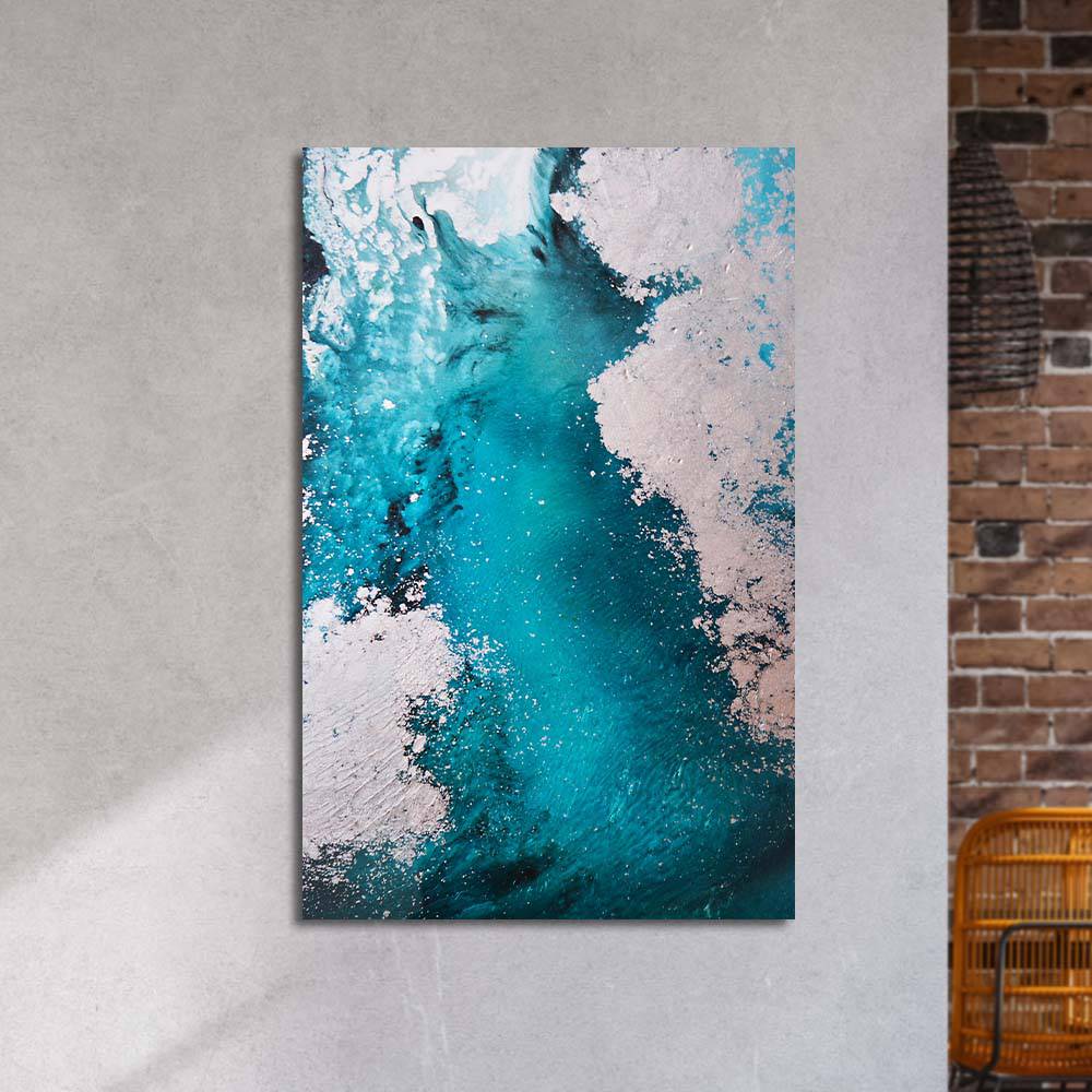 Blue White Abstract Painting 2 Glass Wall Art - CreoGlass E-Shop