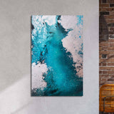 Blue White Abstract Painting 2 Glass Wall Art - CreoGlass E-Shop